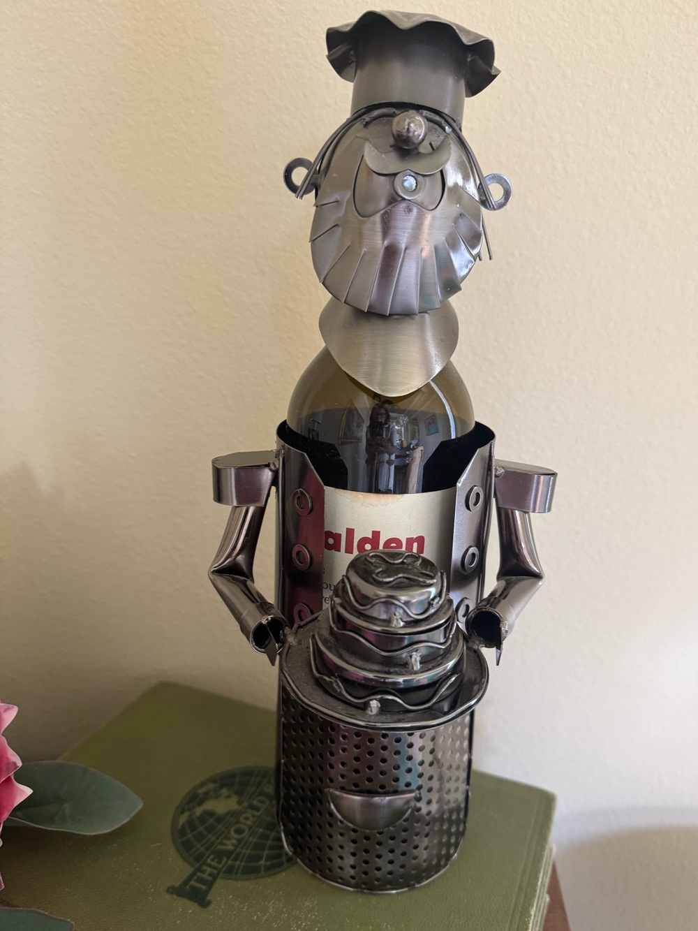 Metal Wine Bottle Holder. WINE BOTTLE NOT INCLUDED!
